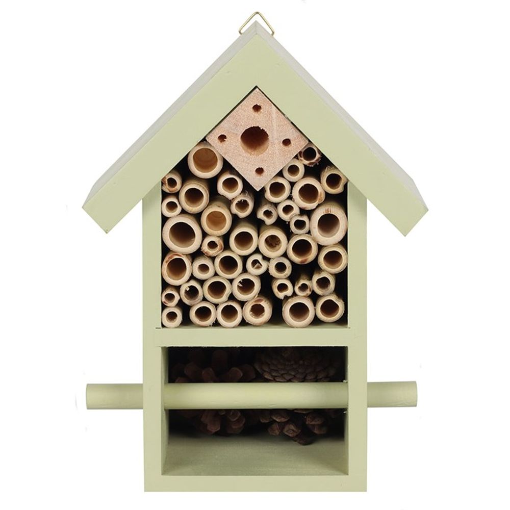 Avocado Green Wooden Bug and Bee Hotel