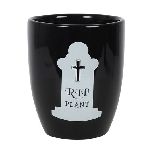 Fun Black and White Gothic Plant Pot - RIP Plant