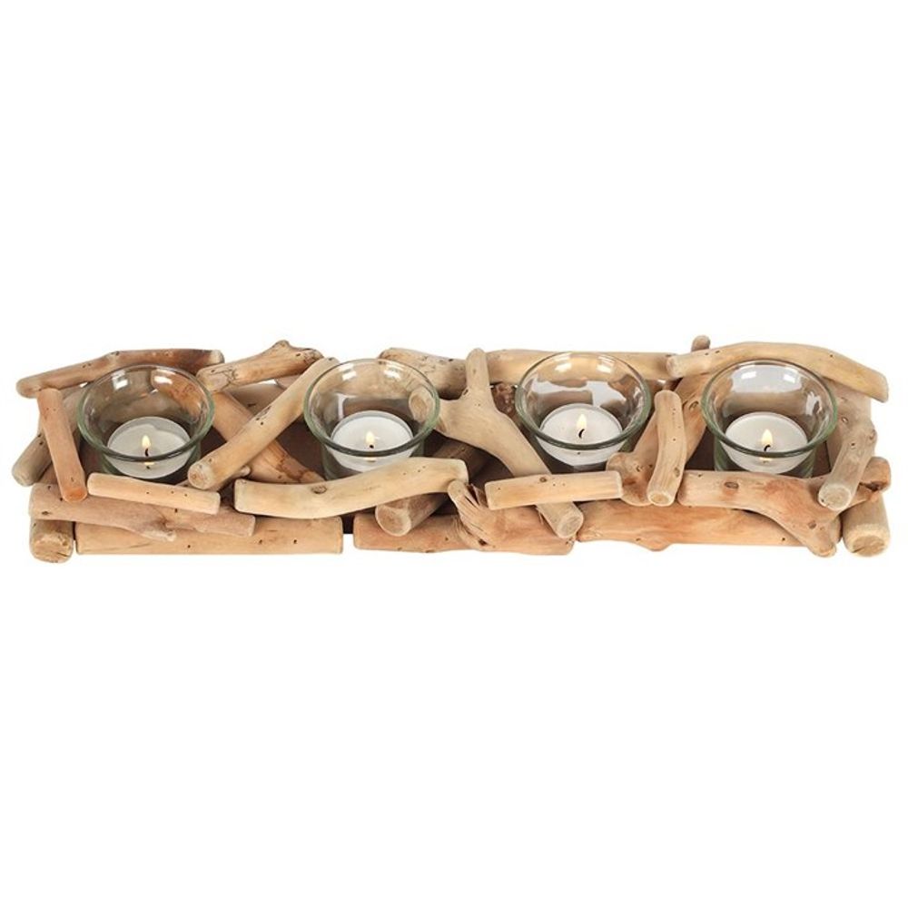 Four Candle Driftwood Tea-Light Candle Holder