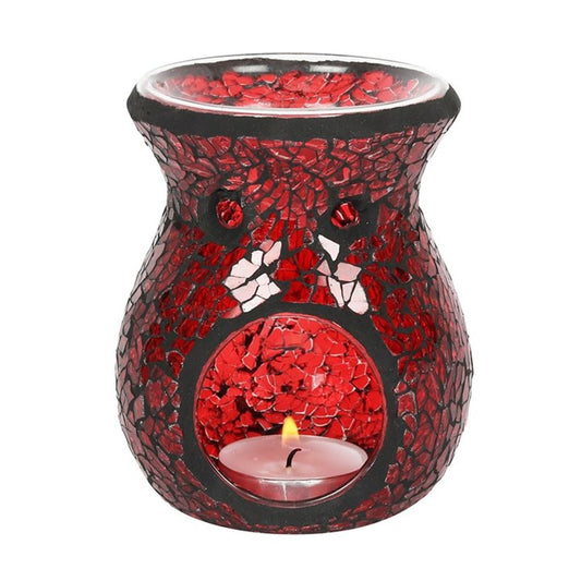 Red Glass Crackled Essential Oil Burner