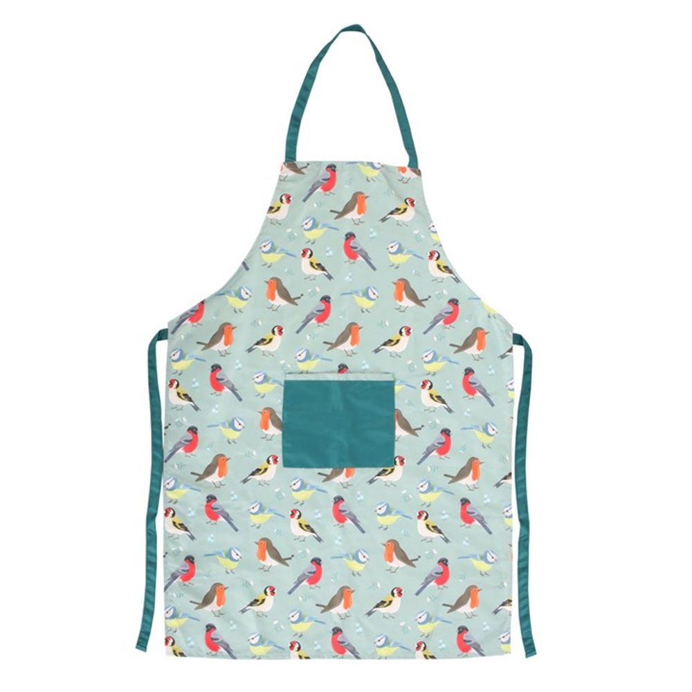 Cotton Apron With British Garden Birds Illustrations