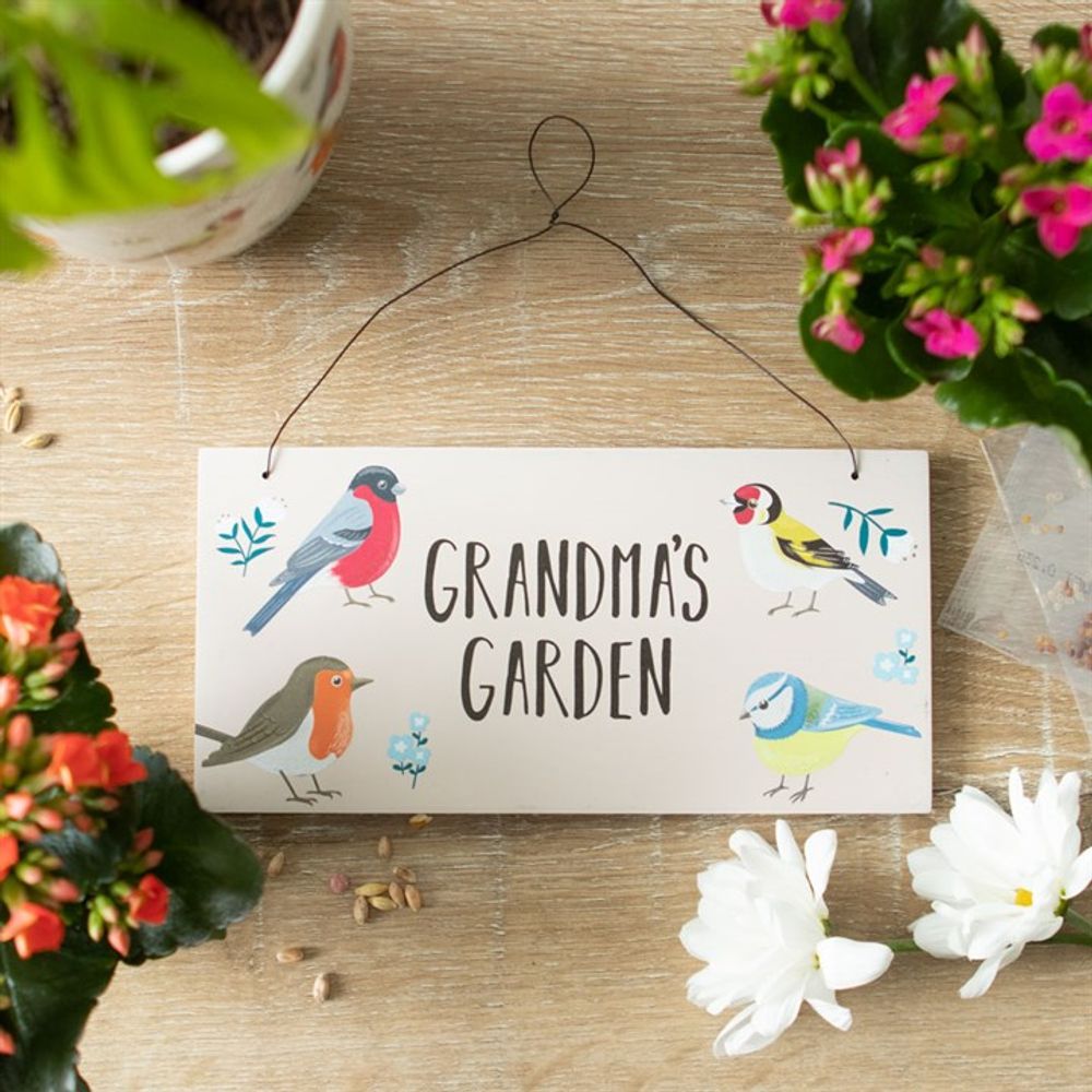 Illustrated British Garden Birds Sign - Grandma's Garden