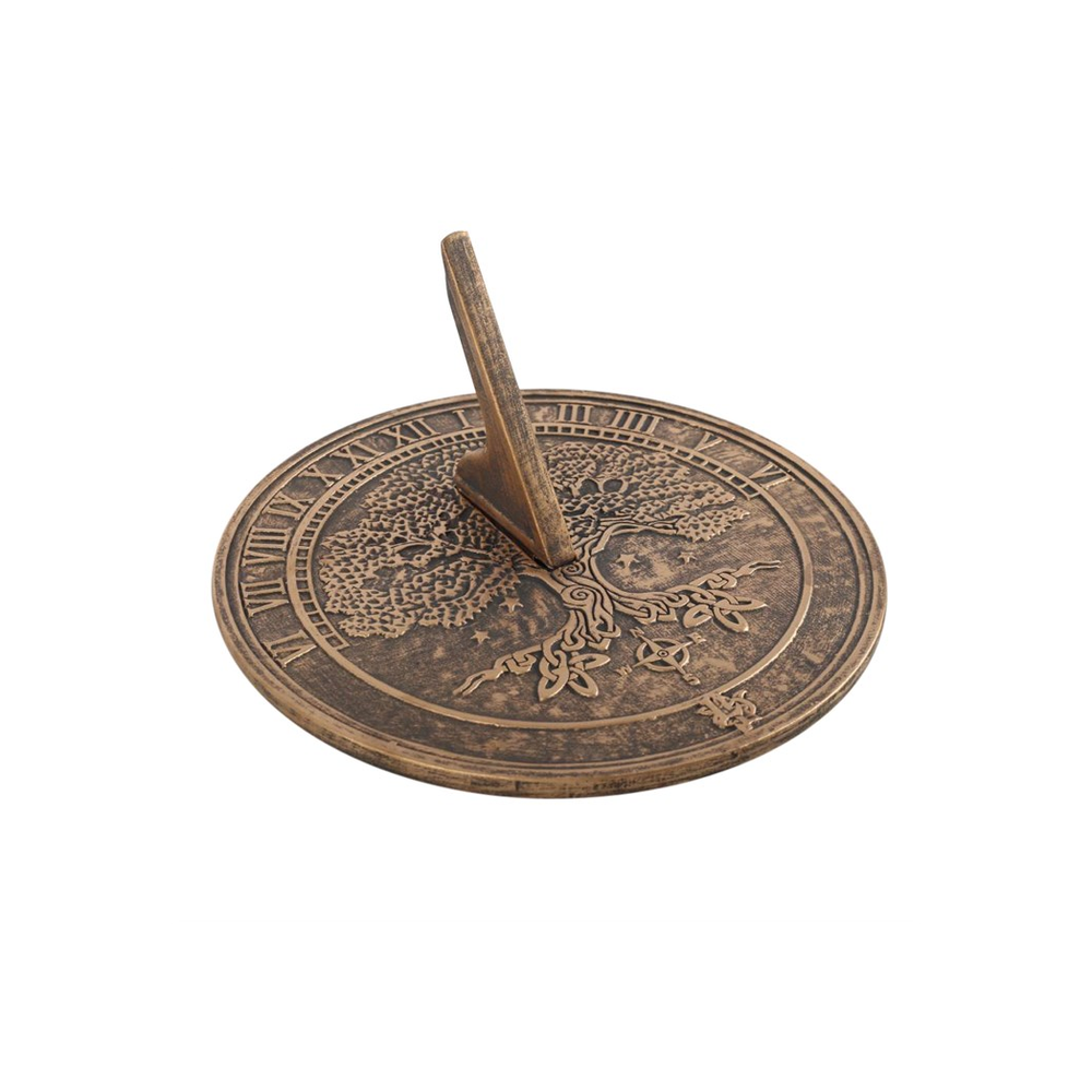 Antique Bronze Effect Terracotta Sundial - Tree Of Life by Lisa Parker