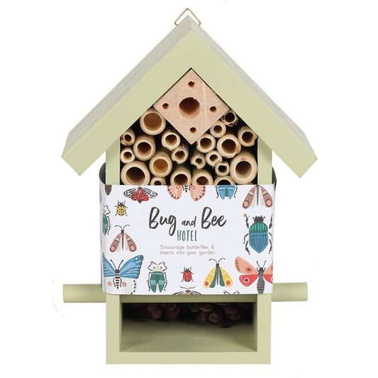 Avocado Green Wooden Bug and Bee Hotel