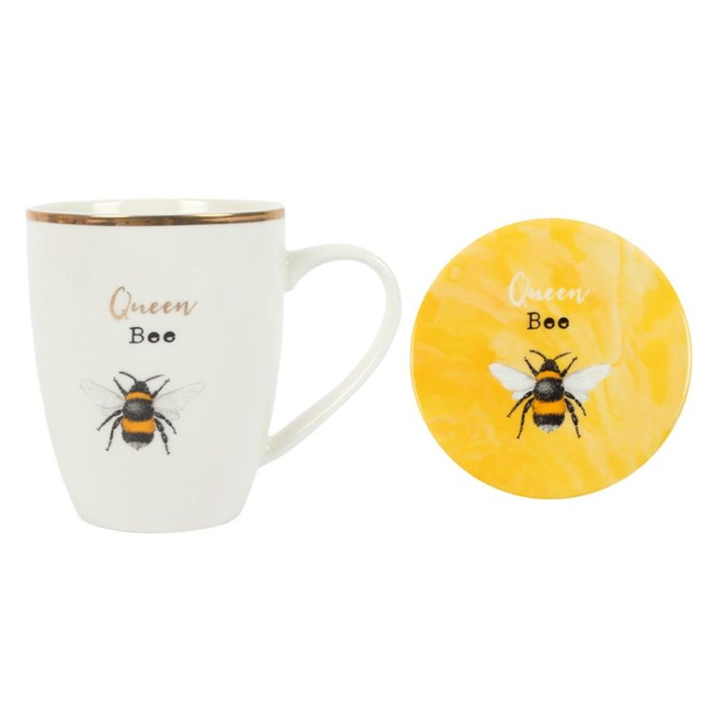 Ceramic Bee Mug and Coaster Gift Set - Queen Bee