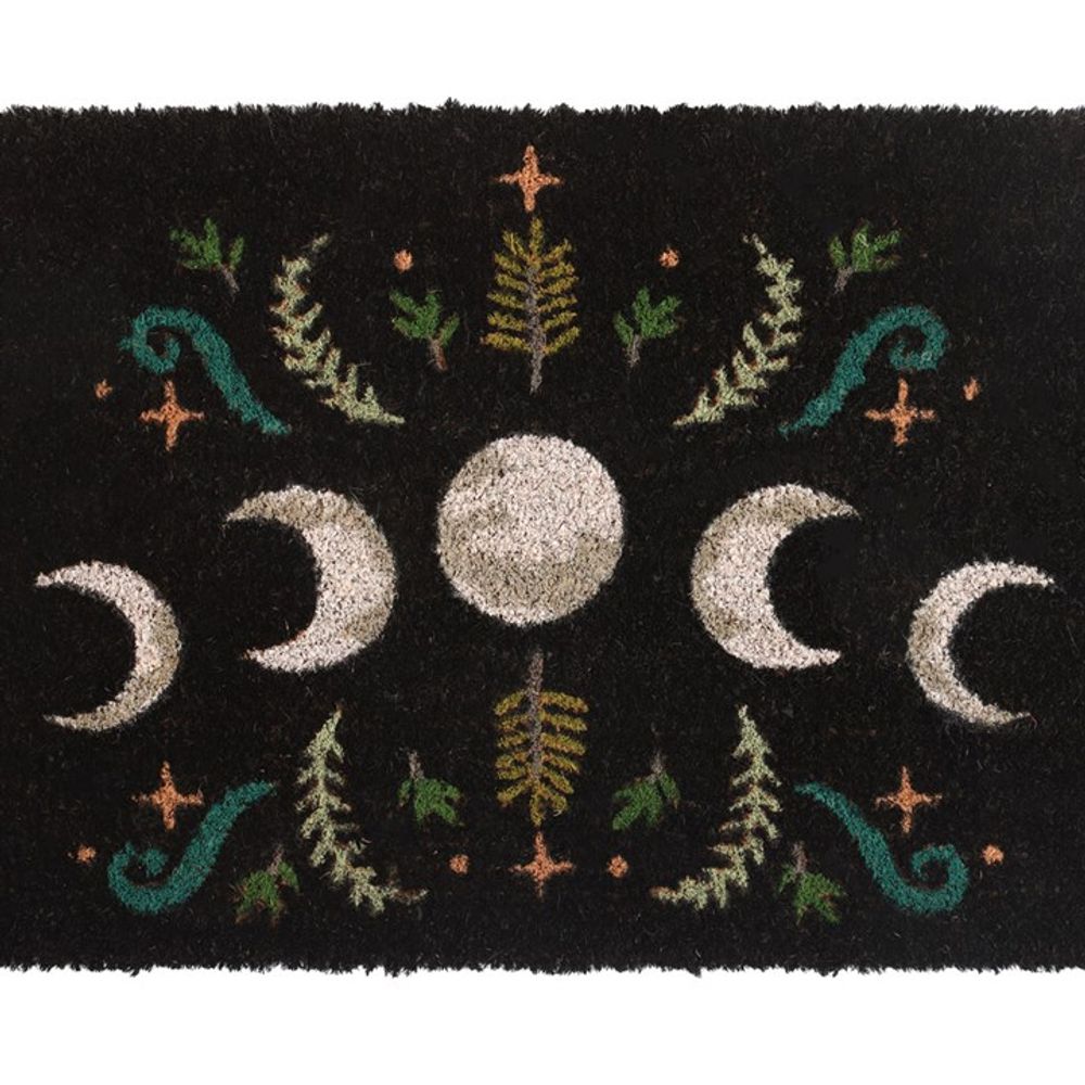 Black Moon Phase Doormat - Dark Forest and Moon Design