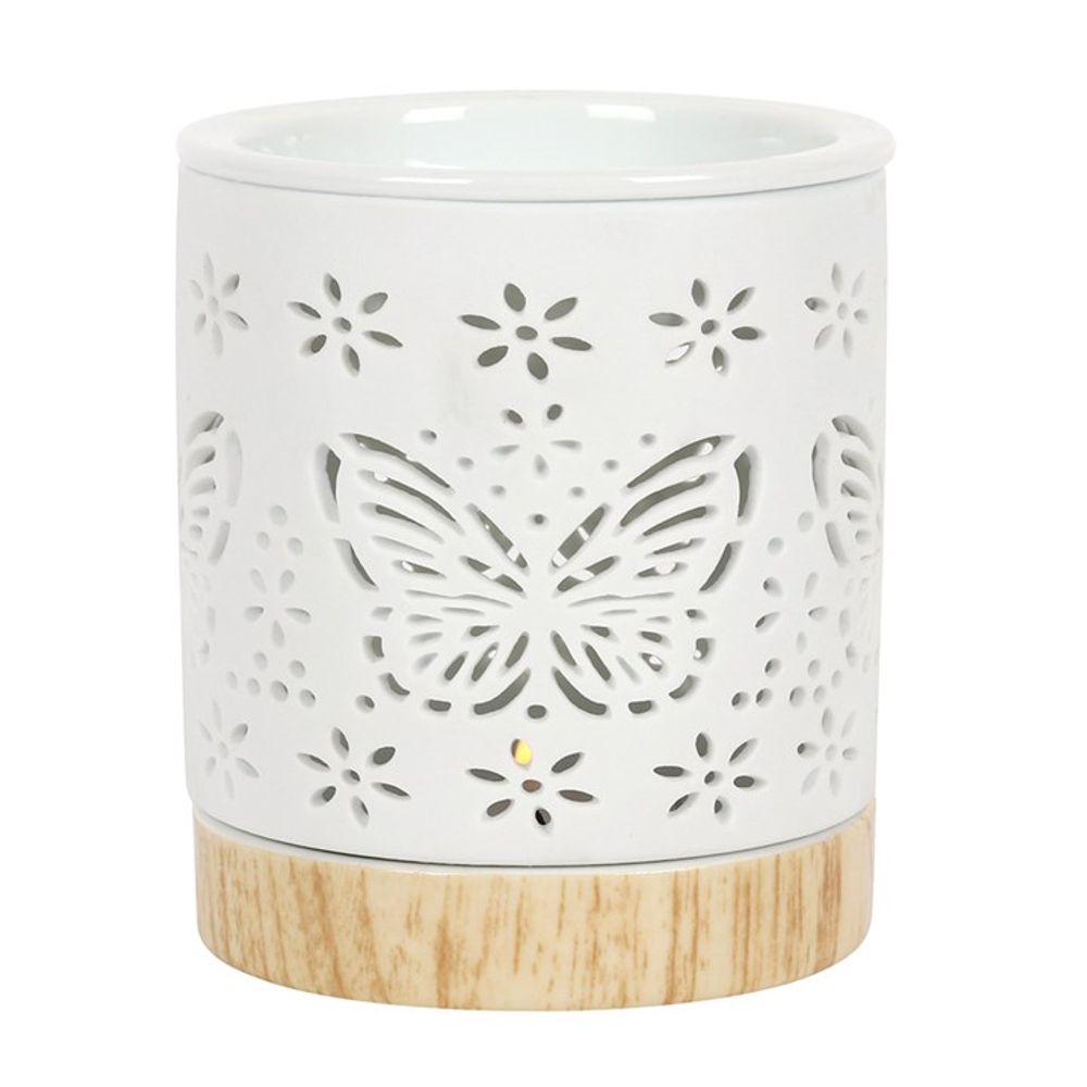 Ceramic Butterfly Cut-Out Essential Oil Burner - Matte White