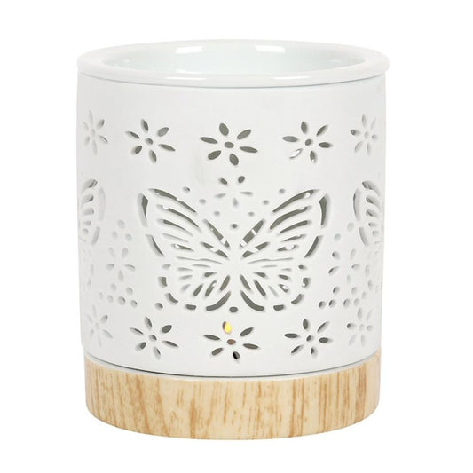 Ceramic Butterfly Cut-Out Essential Oil Burner - Matte White