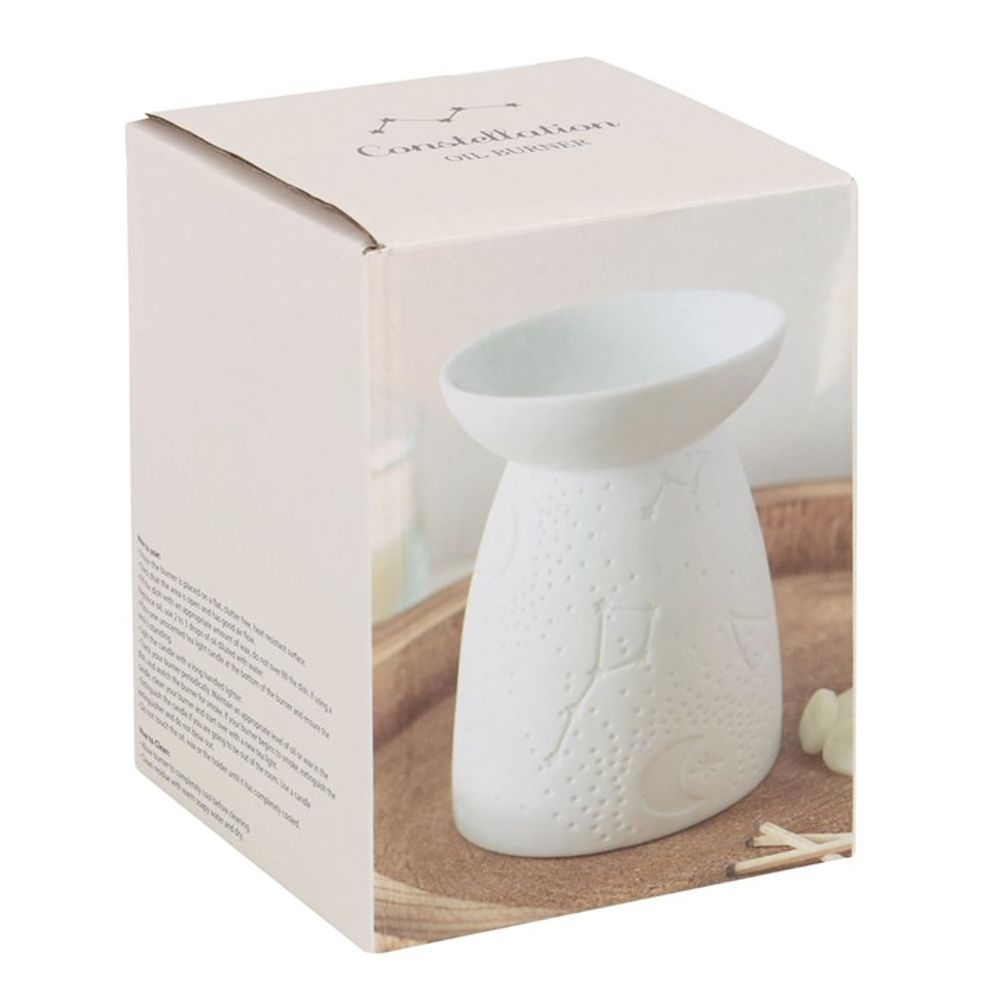 White Ceramic Star Constellation Inlay Essential Oil Burner - White Glaze