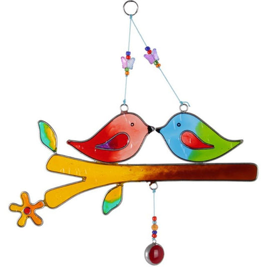 Colourful Love Birds Suncatcher Garden Decor