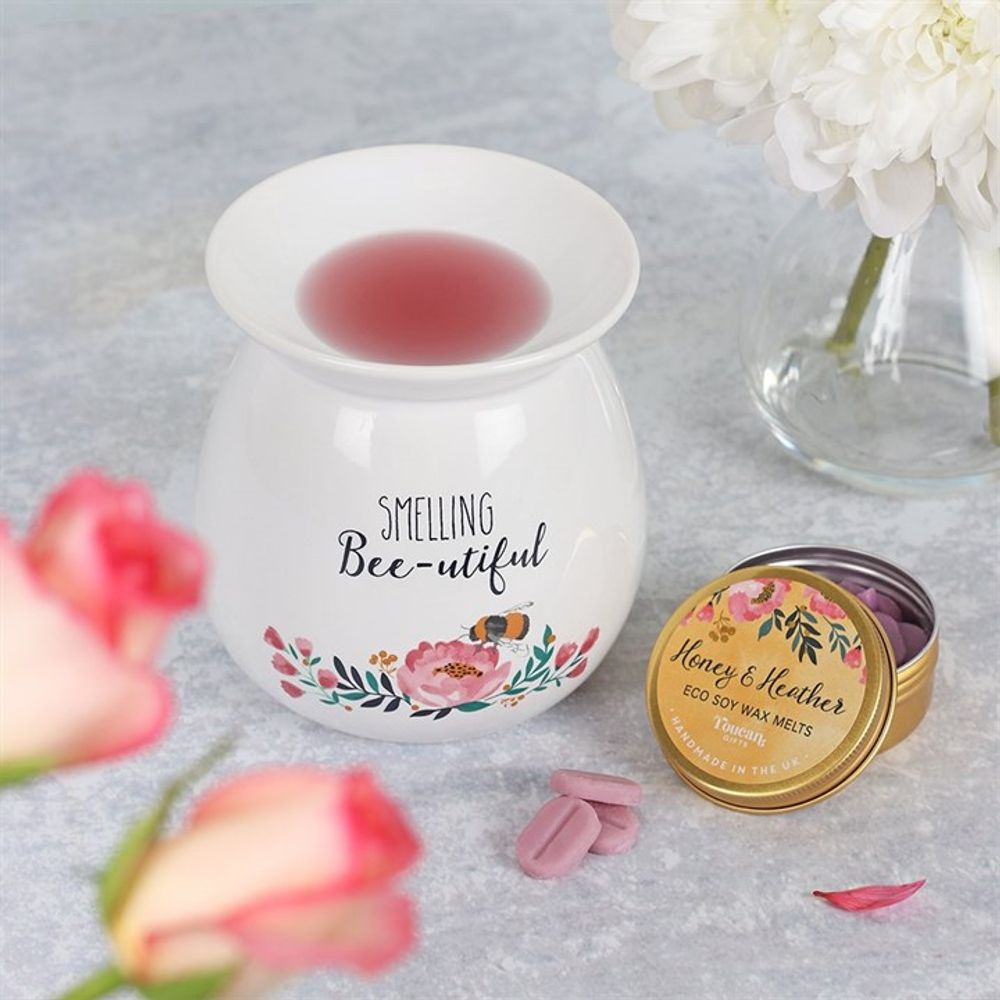 Ceramic Essential Wax Melt Burner Gift Set - Smelling Bee-utiful