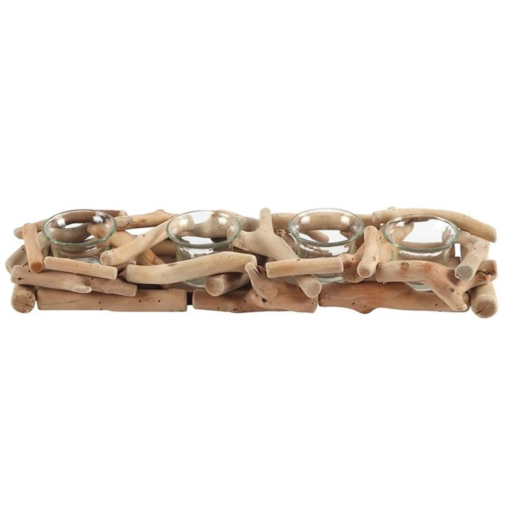 Four Candle Driftwood Tea-Light Candle Holder