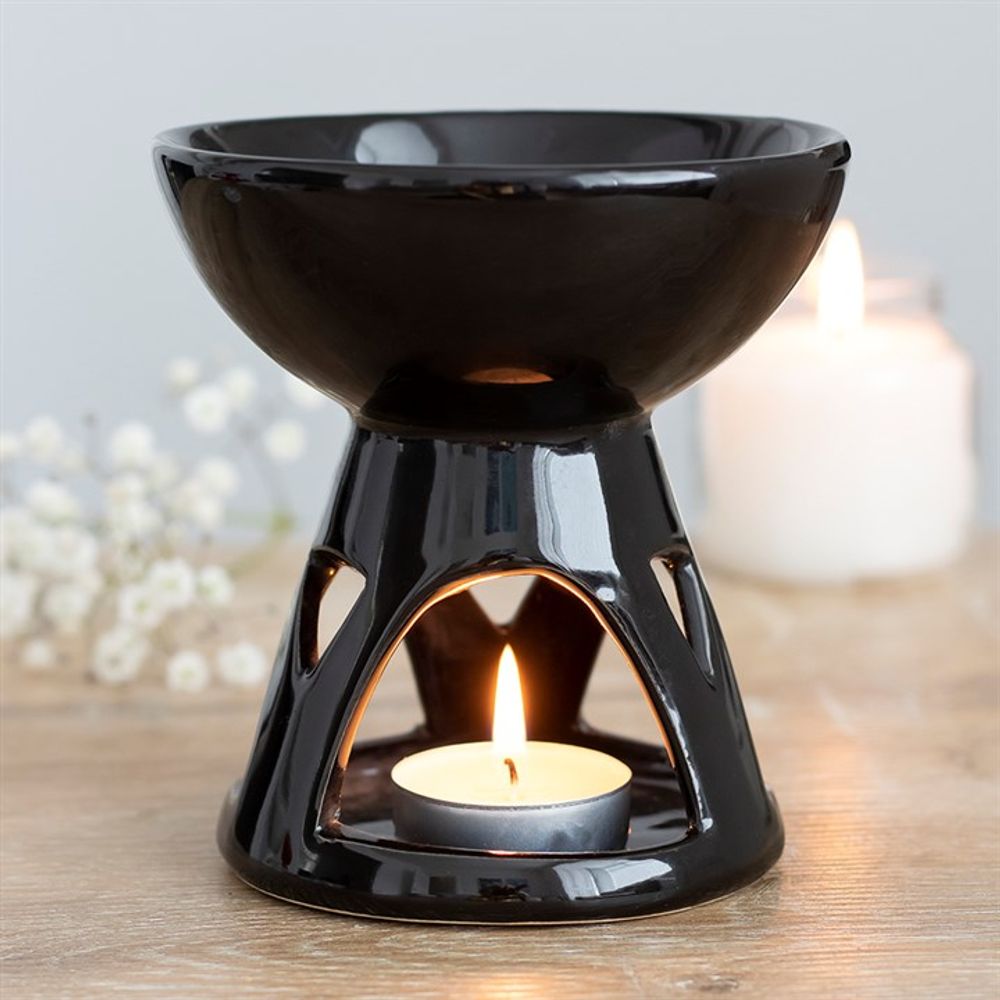 Black Deep Bowl Geometric Design Essential Oil Burner