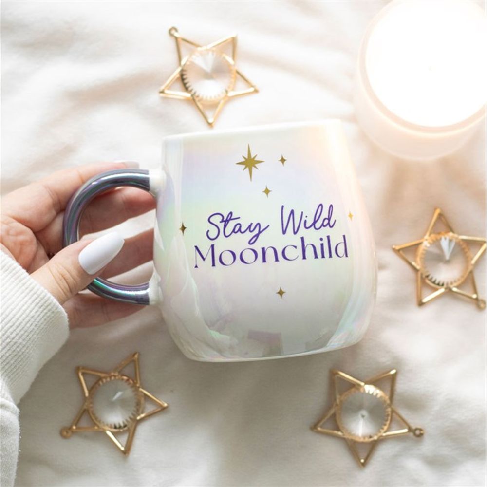 Glazed Iridescent Mug - Stay Wild Moon Child