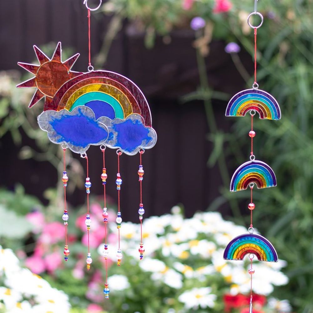 Suncatcher 35cm Sun and Rainbow Garden Decor