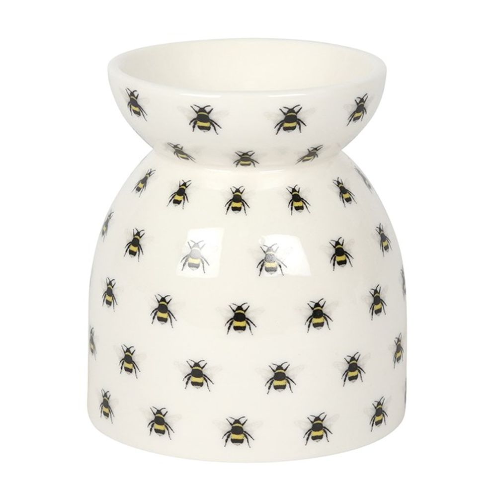 White Tea-Light Essential Oil Burner With Bee Print