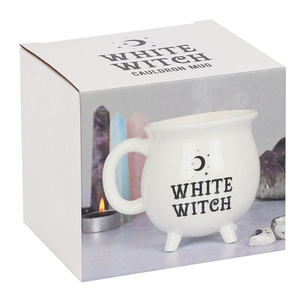 Cauldron Shaped Drinks Mug - White Witch Inscription