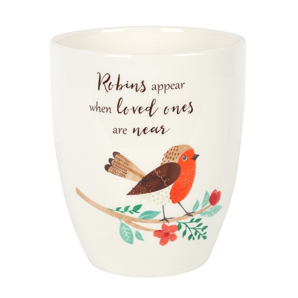 Ceramic Robin Plant Pot - Robins Appear When Loved Ones Are Near