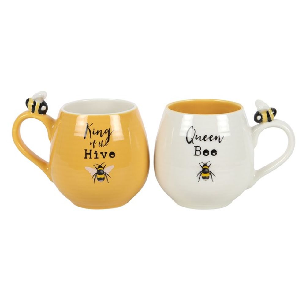 Couples Bee Gift Mug Set - King of the Hive and Queen Bee