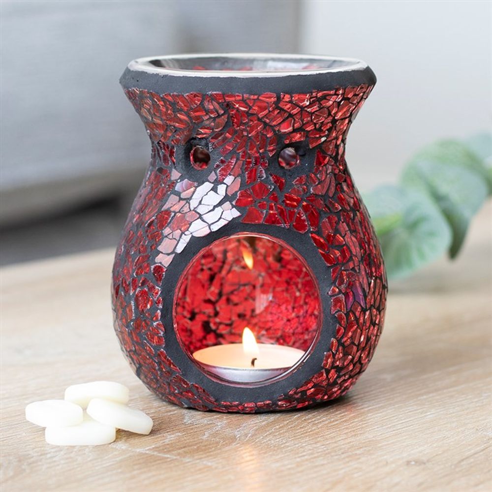 Red Glass Crackled Essential Oil Burner