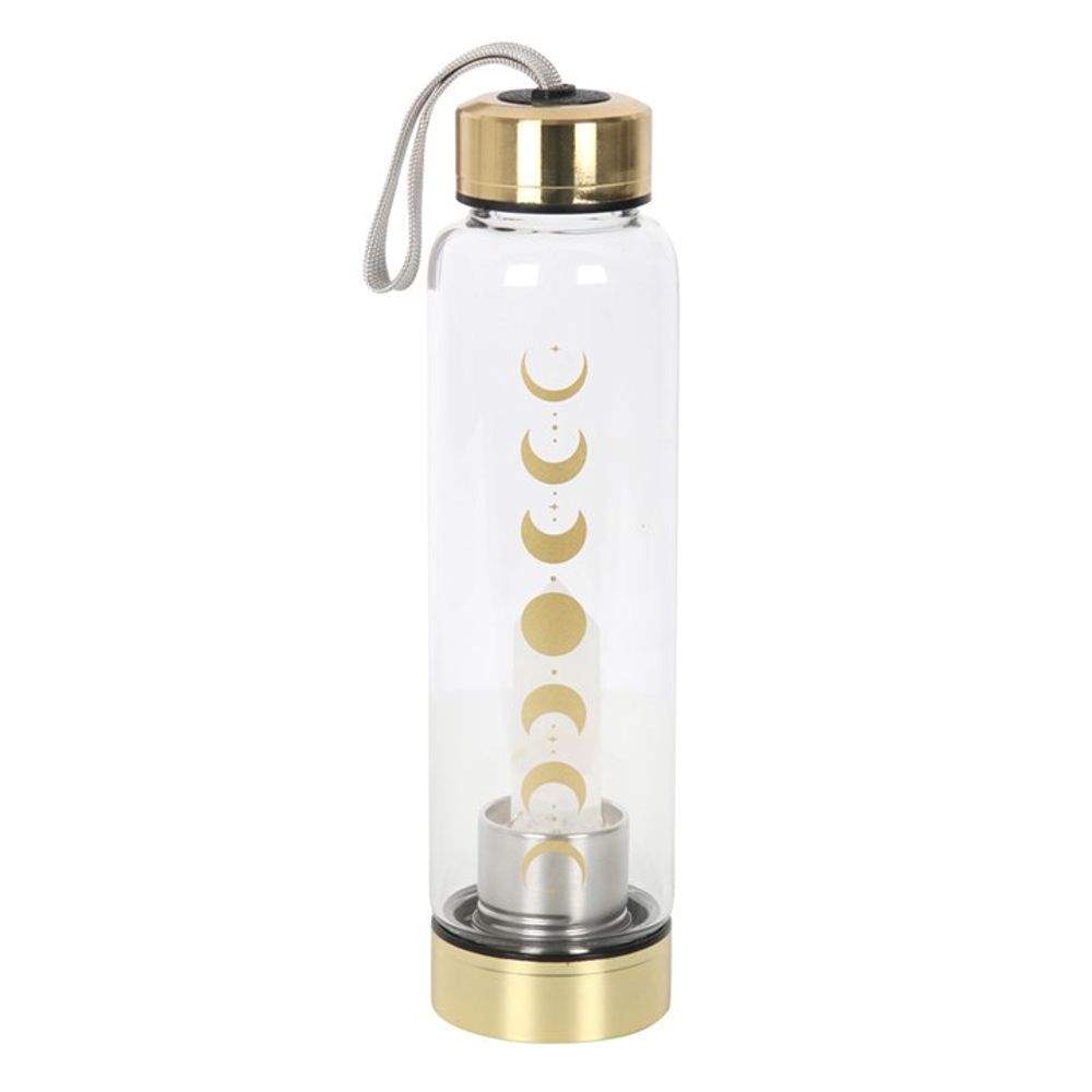 Quartz Crystal Moon Phase Glass Water Bottle