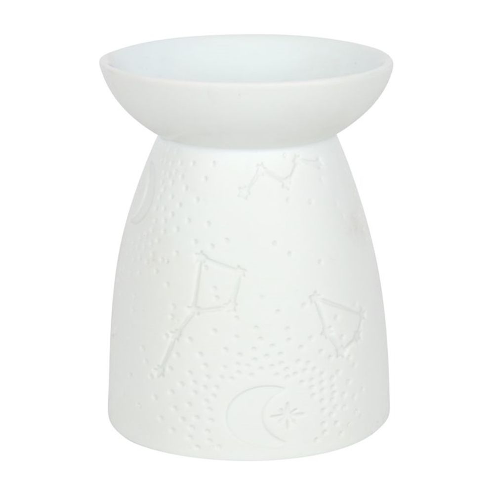 White Ceramic Star Constellation Inlay Essential Oil Burner - White Glaze