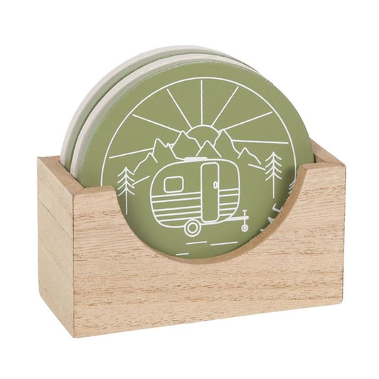 Caravaners 4 Piece Coaster Set With Holder