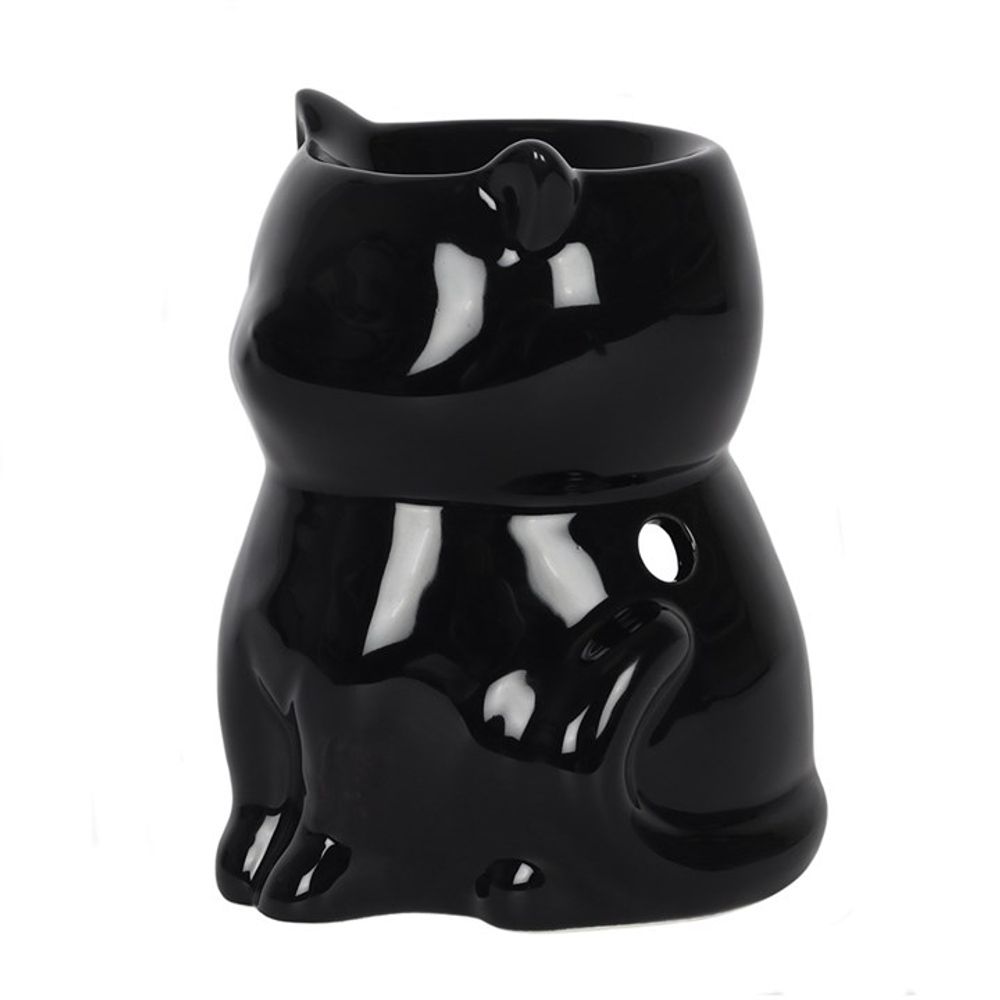 Tea-Light Essential Oil Wax Burner - 11cm High Black Cat