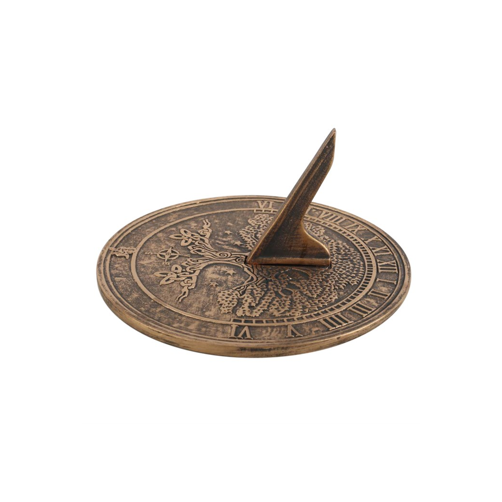 Antique Bronze Effect Terracotta Sundial - Tree Of Life by Lisa Parker