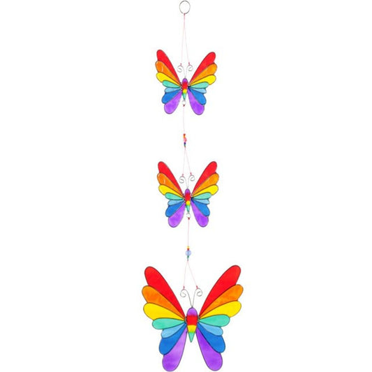 3 Hanging Butterflies Suncatcher Garden Decor