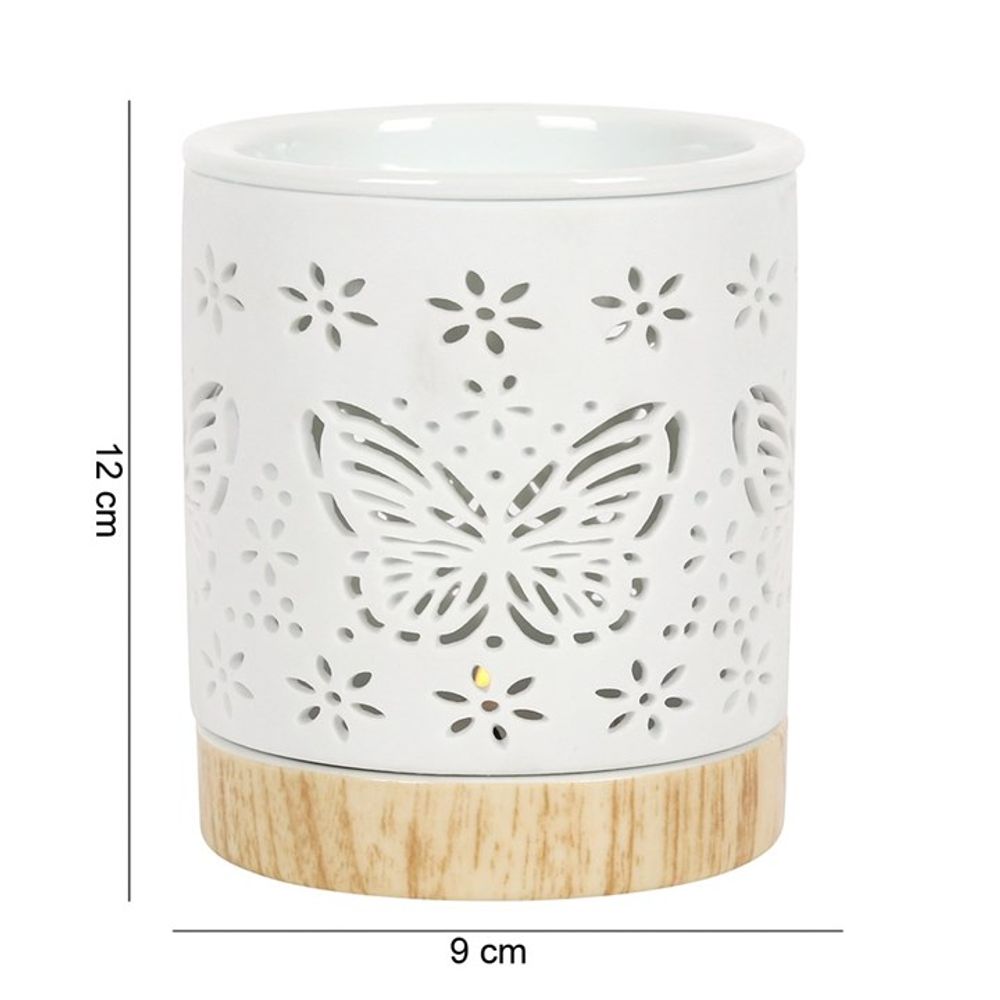 Ceramic Butterfly Cut-Out Essential Oil Burner - Matte White