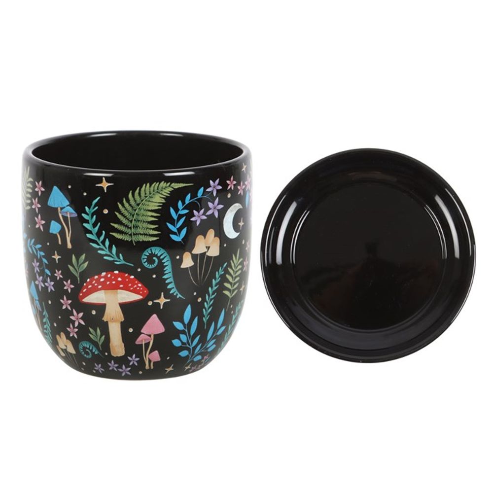 Ceramic Plant Pot with Saucer - Night Forrest Scene