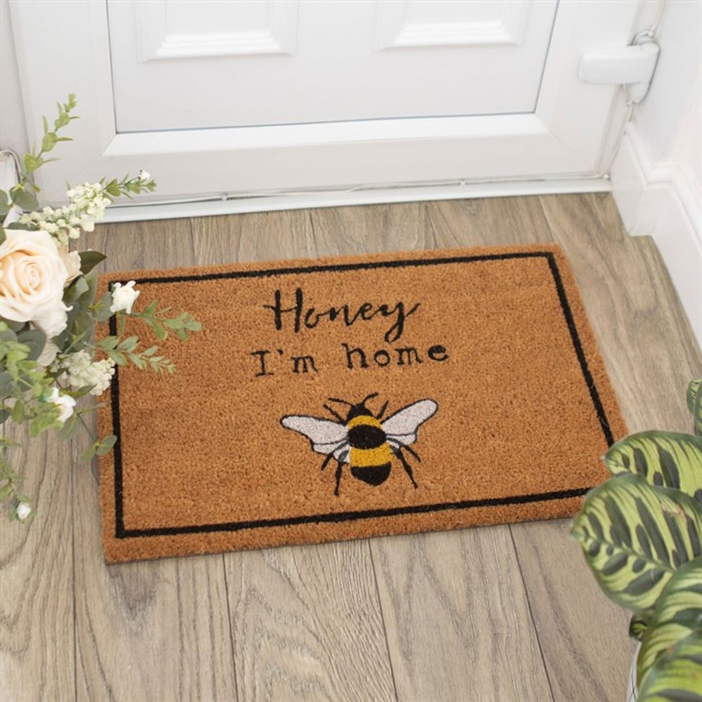 Bee Pun Natural Coir Doormat - Honey I’m Home