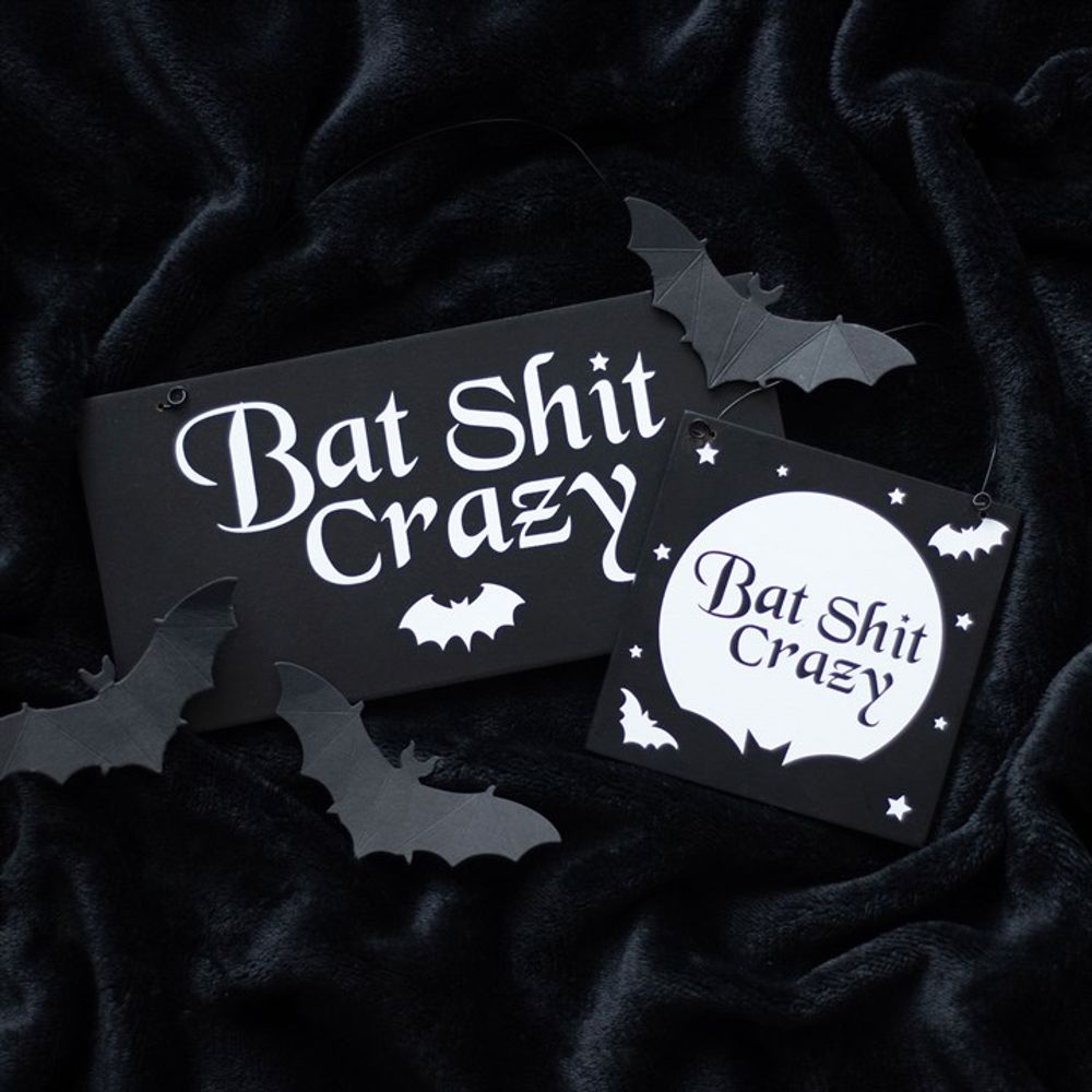 Fun Bat Shit Crazy Hanging Sign - 20cm Wide