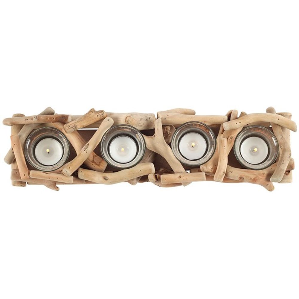 Four Candle Driftwood Tea-Light Candle Holder