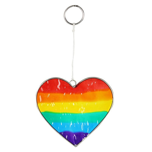 Small Rainbow Coloured Heart Shaped Sun-Catcher