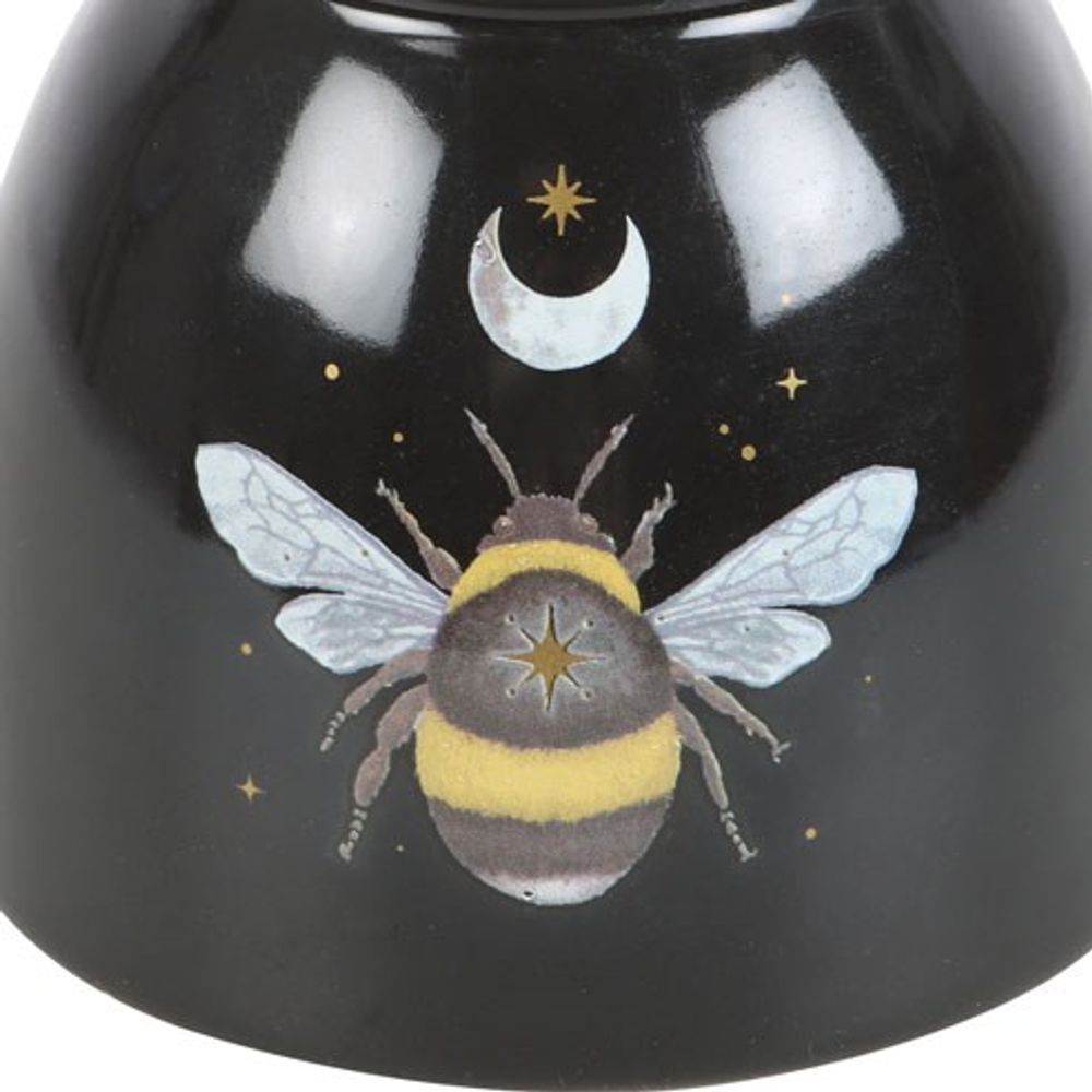 Black Essential Oil Burner with Bee and Moon Print