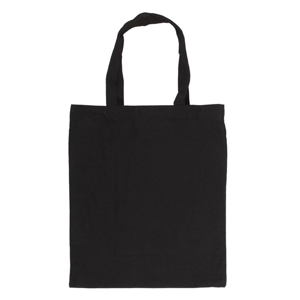 Black Poly-Cotton Tote Bag - Bee and Crescent Moon