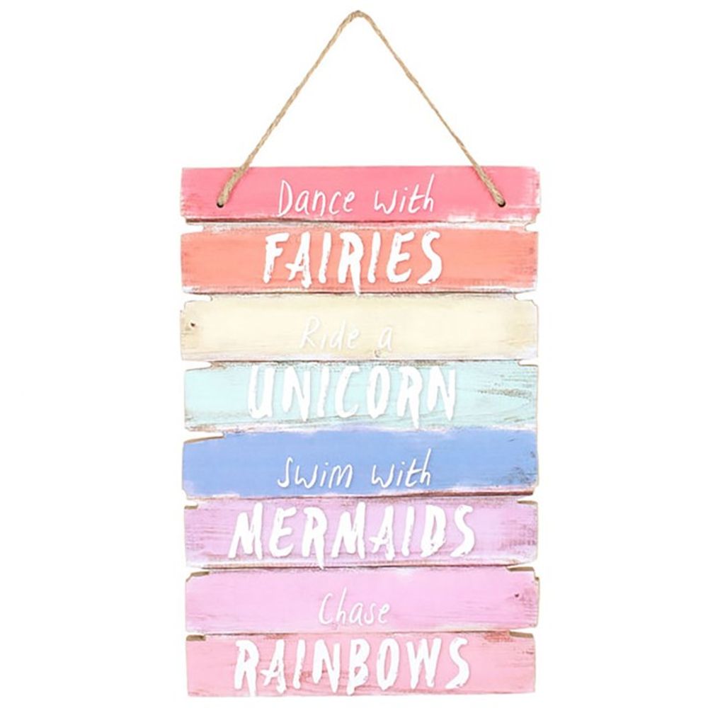 Wall Hanging Sign - Dance With Fairies Ride A Unicorn