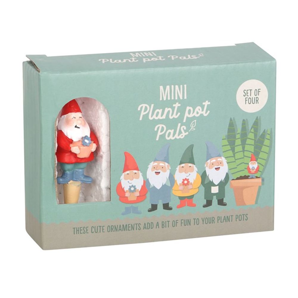 Mini Garden Gnomes Pot Plant Decorations - Set of 4