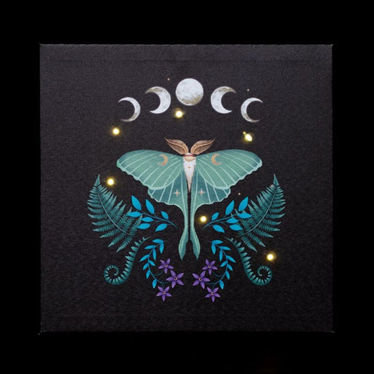 Battery Powered Luna Moth Light Up Canvas Wall Decor