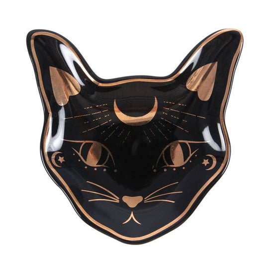 Black and Gold Foil Cat Head Trinket or Jewelry Dish