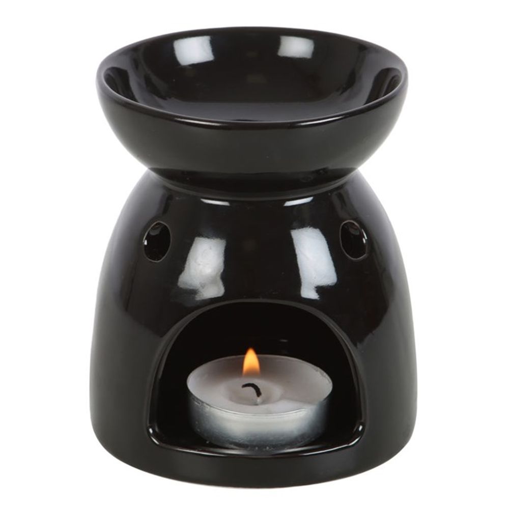 Black Essential Oil Burner with Bee and Moon Print