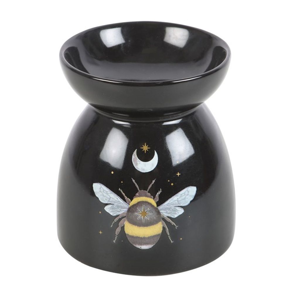 Black Essential Oil Burner with Bee and Moon Print