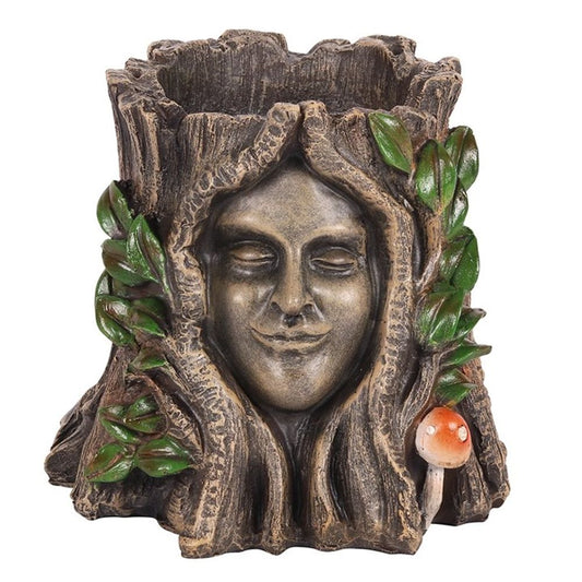 Tree Stump Resin Plant Pot - The Green Goddess