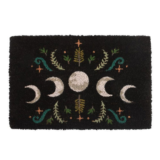 Black Moon Phase Doormat - Dark Forest and Moon Design