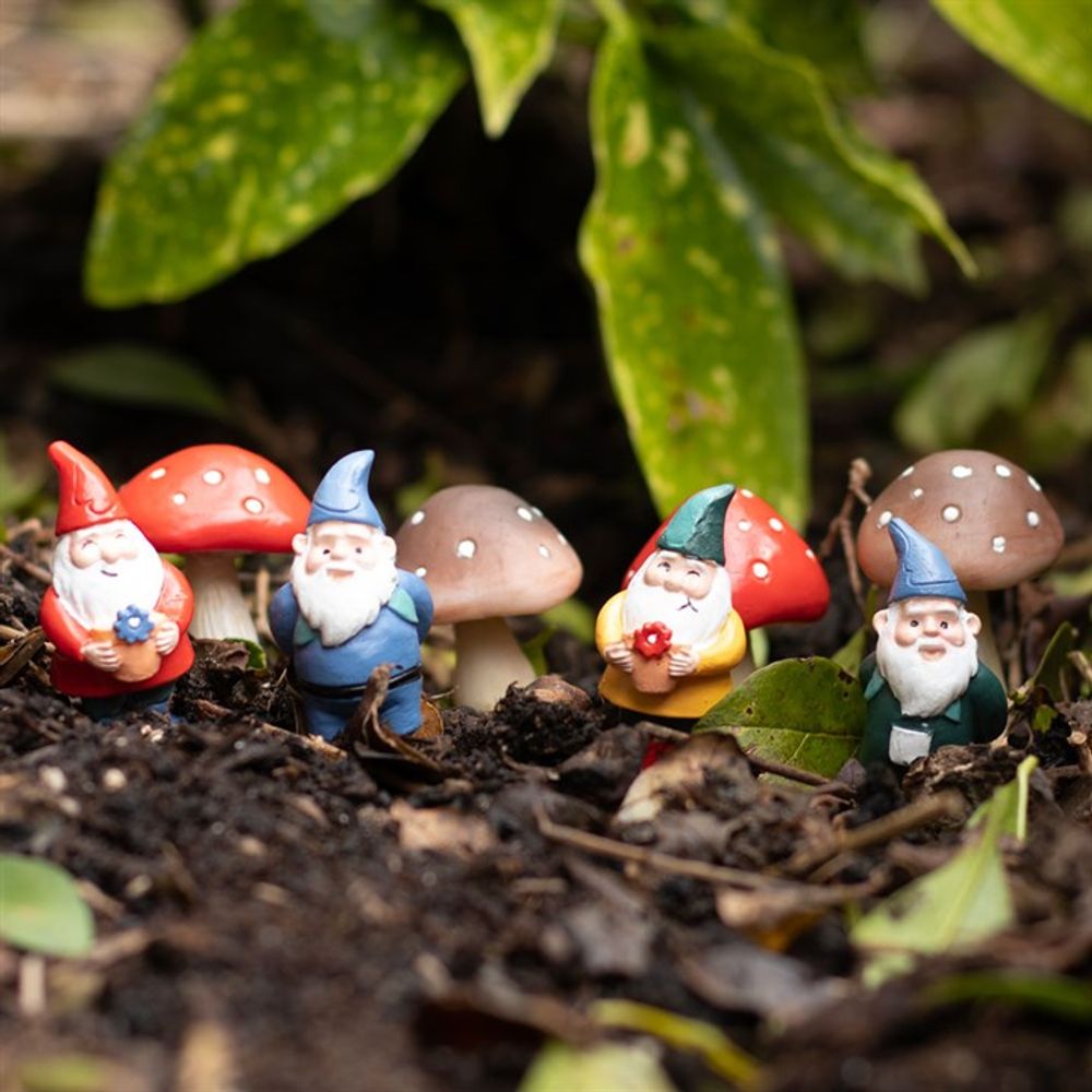 Mini Garden Gnomes Pot Plant Decorations - Set of 4